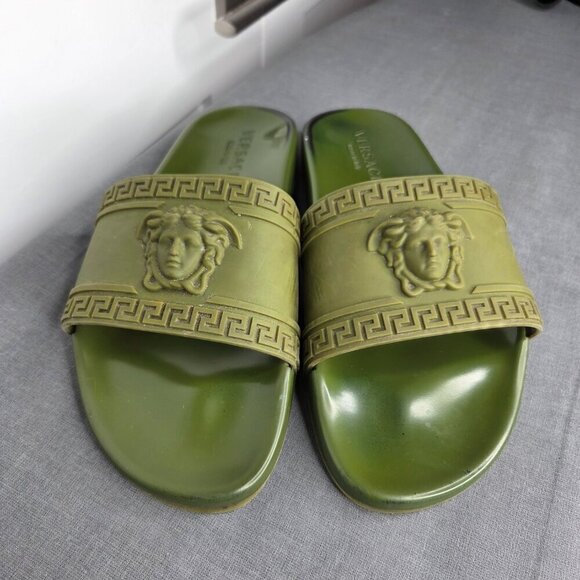 Men\'s Versace Olive Green Rubber Medusa Slip-On Sandals US 10 EU 44 main image 7